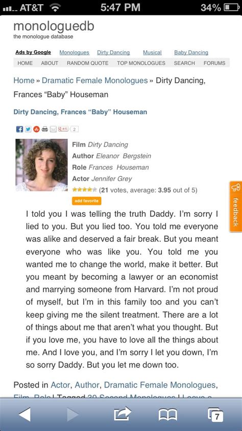 dirty dancing monologue